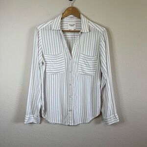 Abercrombie & Fitch Black and White Lightweight Boyfriend Fit Long Sleeve Shirt